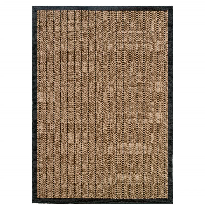 2' X 4' Geometric Stain Resistant Indoor & Outdoor Area Rug - Beige / Black