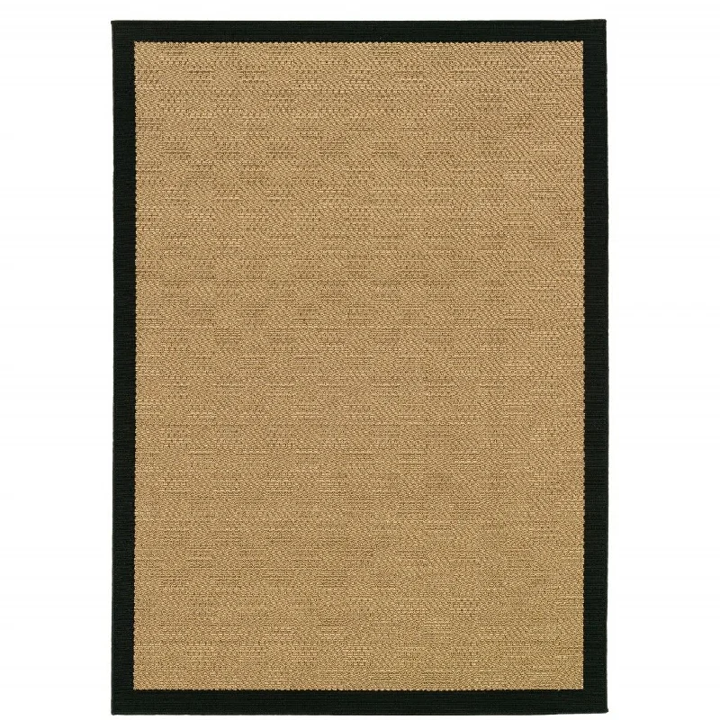 2' X 4' Indoor / Outdoor Area Rug - Beige / Black