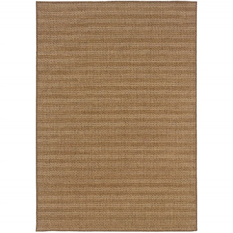 2' X 4' Striped Stain Resistant Indoor & Outdoor Area Rug - Tan