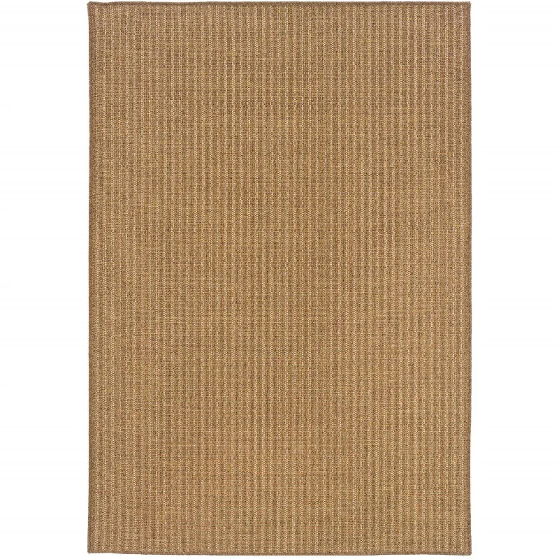 2' X 4' Striped Stain Resistant Outdoor & Indoor Area Rug - Tan