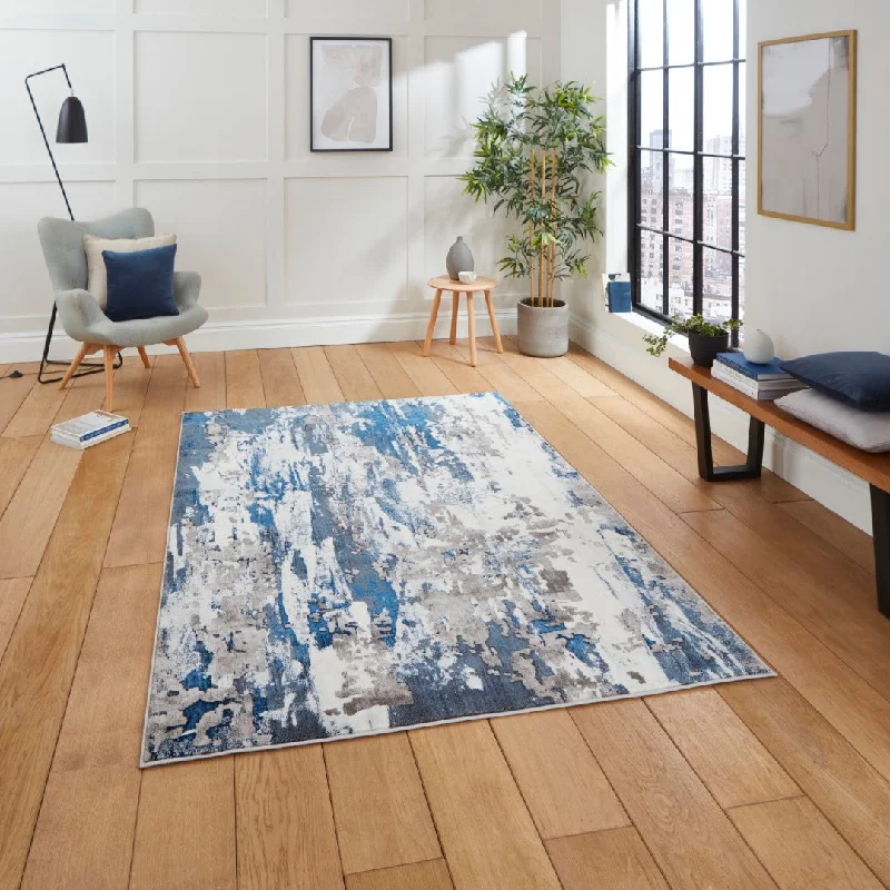 Apollo GR580 Grey & Navy Rug