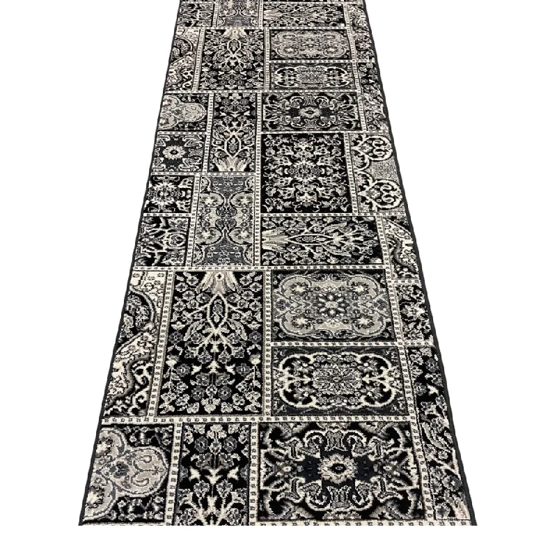 Area Rug Runner Metro Black and White