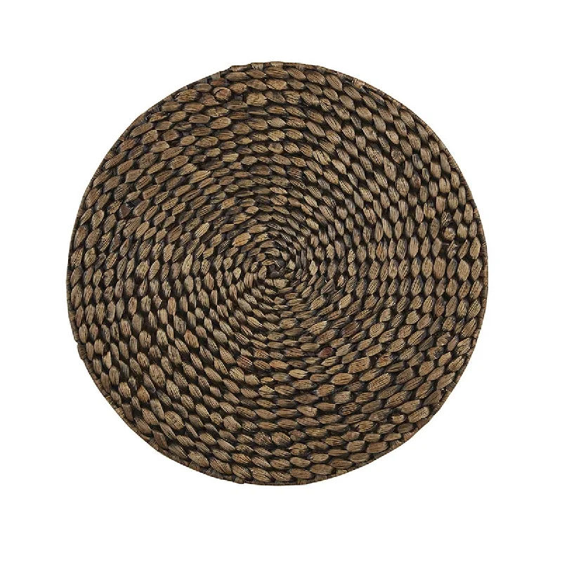 Braided Hyacinth Round Placemat Set-Brown