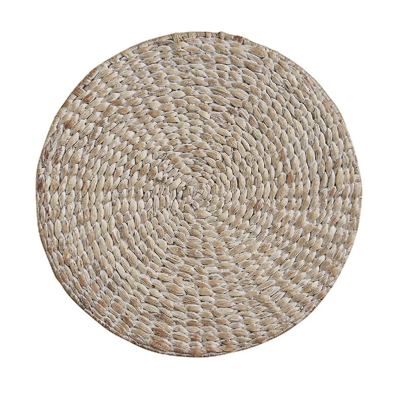 Braided Hyacinth Round Placemat Set- White