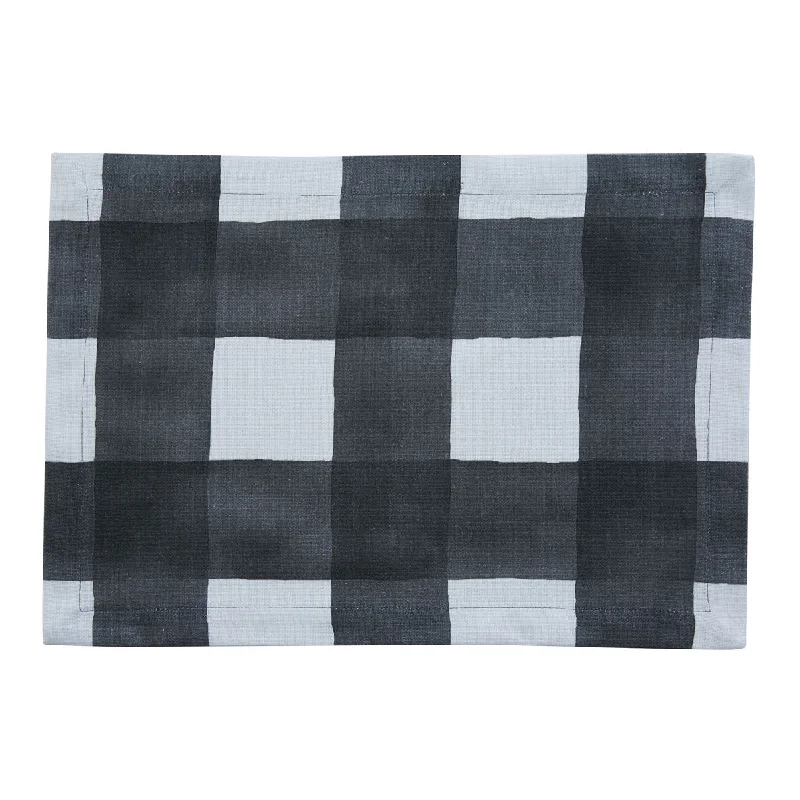 Buffalo Check Watercolor Placemat Set-Black