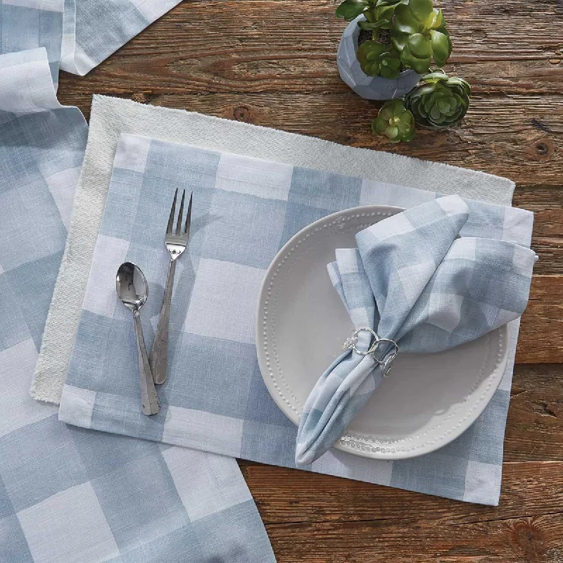 Buffalo Check Watercolor Placemat Set-Blue Mist