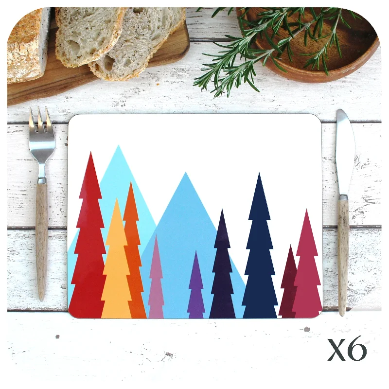 Colourful Scandinavian Landscape Placemats, set of 6