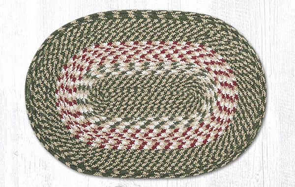 Earth Rugs C-09 Green/Burgundy Oval Placemat 13``x19``