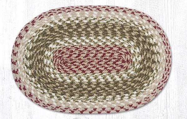 Earth Rugs C-24 Olive/Burgundy/Gray Oval Placemat 13``x19``