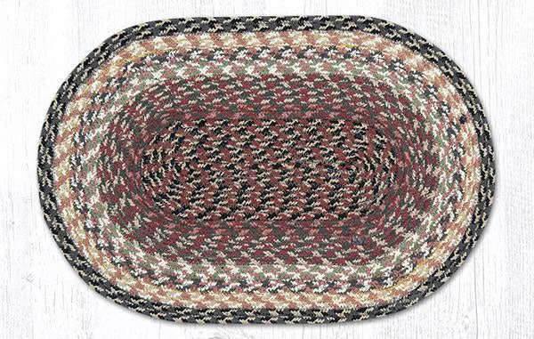 Earth Rugs C-57 Burgundy/Gray/Cream Oval Placemat 13``x19``