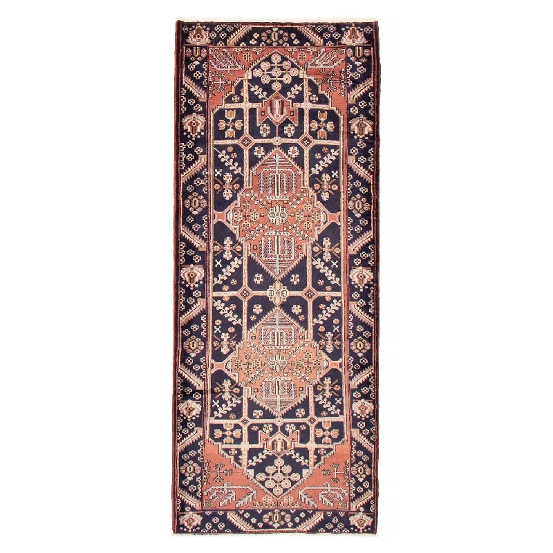 ECARPETGALLERY Hand-knotted Andelz Dark Navy Wool Rug - 3'9 x 9'5