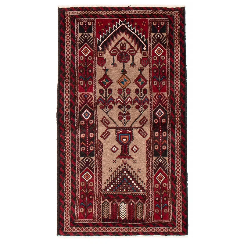 ECARPETGALLERY Hand-knotted Baluch Tan Wool Rug - 3'3 x 5'11