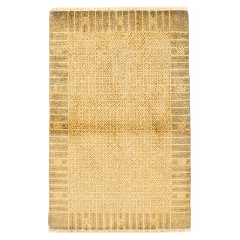 ECARPETGALLERY Hand-knotted Finest Ziegler Olive Wool Rug - 4'0 x 6'2