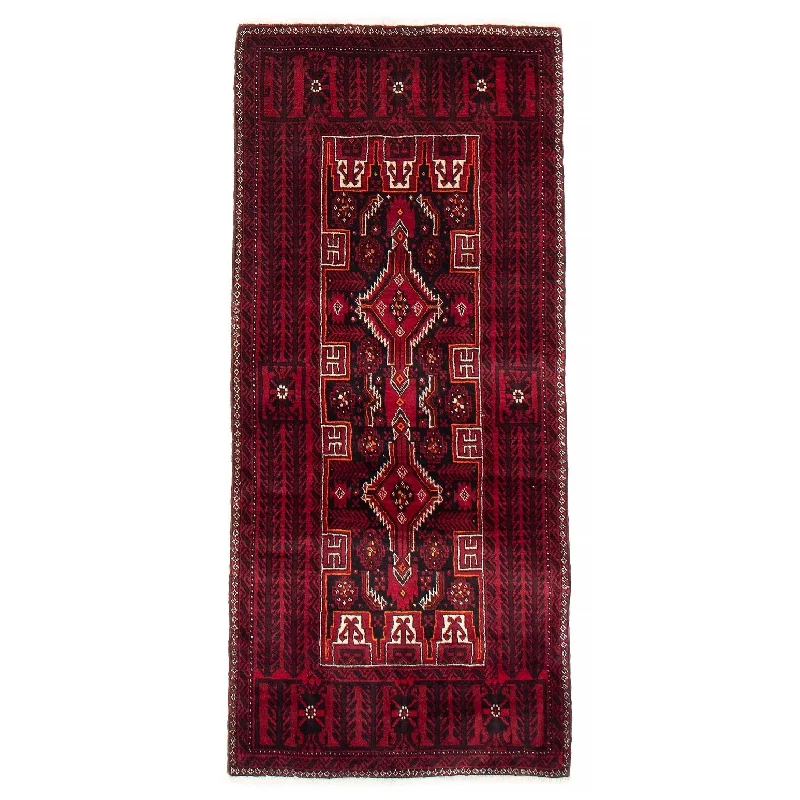 ECARPETGALLERY Hand-knotted Royal Baluch Black, Red Wool Rug - 2'10 x 6'1