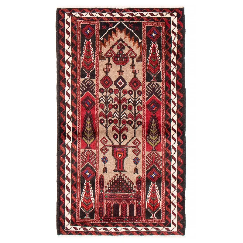 ECARPETGALLERY Hand-knotted Royal Baluch Khaki Wool Rug - 3'3 x 5'7