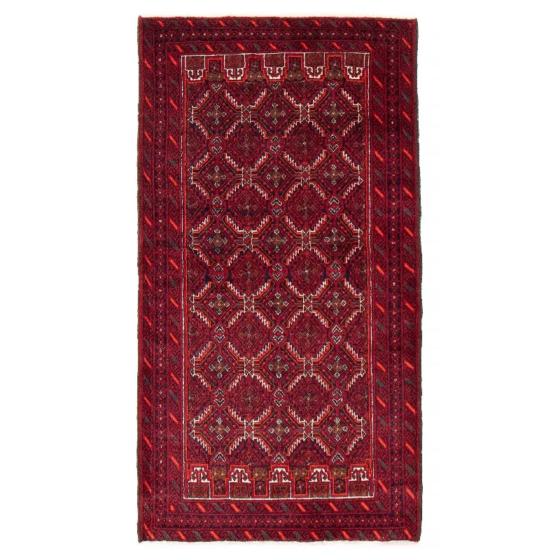 ECARPETGALLERY Hand-knotted Royal Baluch Red Wool Rug - 3'4 x 5'11