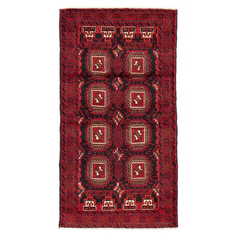 ECARPETGALLERY Hand-knotted Royal Baluch Red Wool Rug - 3'4 x 6'3