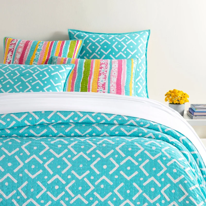 Happy Go Lucky Aqua Coverlet