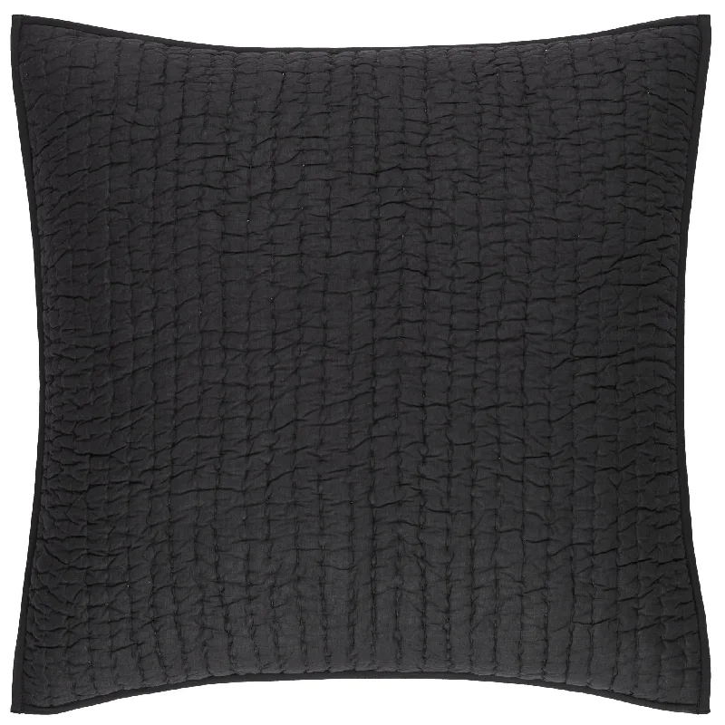 Lana Voile Black Quilted Sham