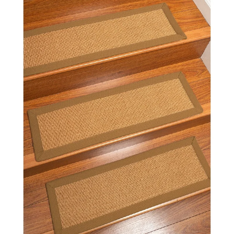 Natural Area Rugs 100% Natural Fiber Aston, Sisal Gold, Handmade Custom Stair Treads Carpet Set Of 13 (9"X29") Doe Border