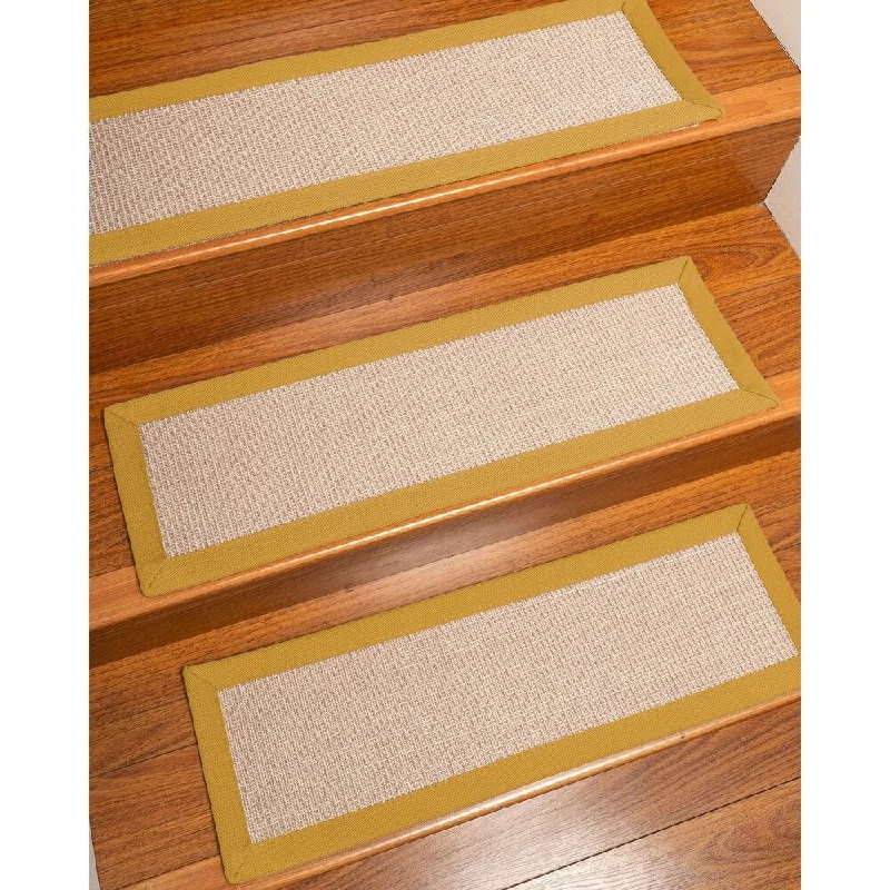 Natural Area Rugs 100% Natural Fiber Blair, Sisal Beige/Rose, Handmade Custom Stair Treads Carpet Set Of 4 (9"X29") Tan Border