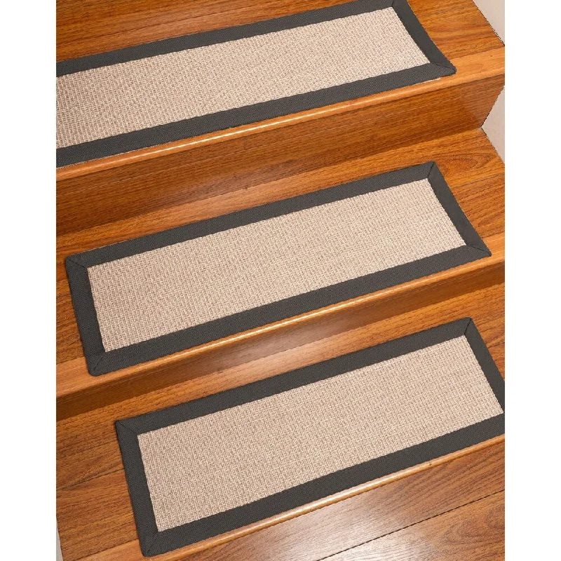 Natural Area Rugs 100% Natural Fiber Blair, Sisal Beige/Rose, Handmade Custom Stair Treads Carpet Set Of 8 (9"X29") Onyx Border