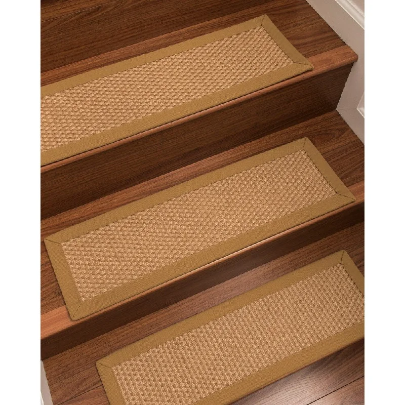 Natural Area Rugs 100% Natural Fiber Carlton, Sisal Gold, Handmade Custom Stair Treads Carpet Set Of 13 (9"X29") Doe Border