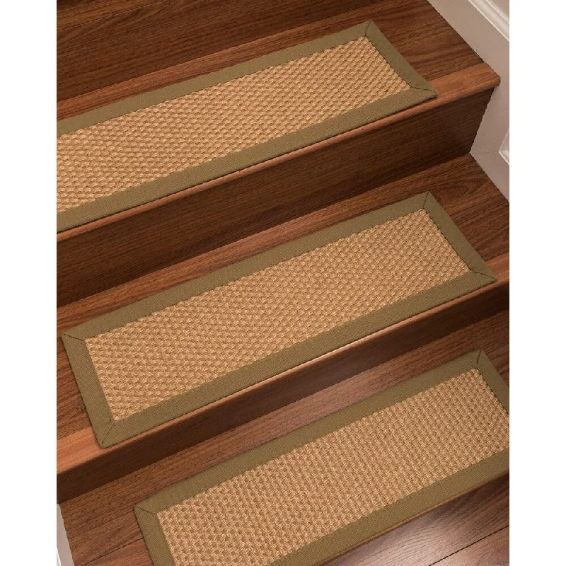 Natural Area Rugs 100% Natural Fiber Carlton, Sisal Gold, Handmade Custom Stair Treads Carpet Set Of 13 (9"X29") Squirrel Border