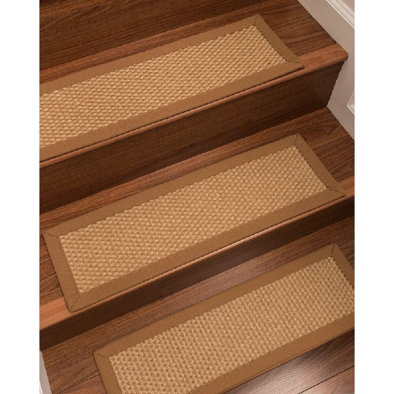 Natural Area Rugs 100% Natural Fiber Carlton, Sisal Gold, Handmade Custom Stair Treads Carpet Set Of 4 (9"X29") Sienna Border