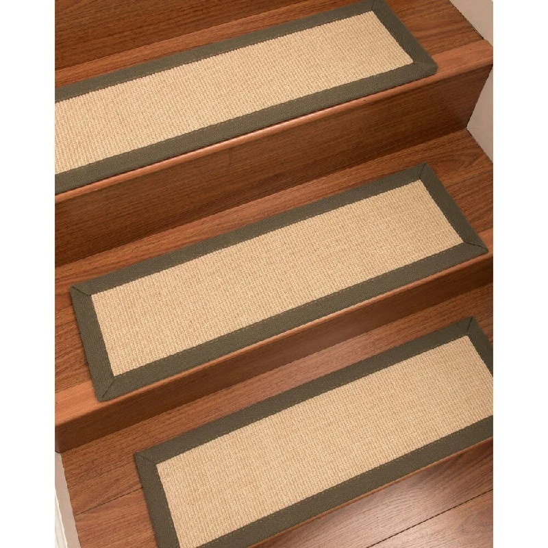 Natural Area Rugs 100% Natural Fiber Deco, Sisal Cream, Handmade Custom Stair Treads Carpet Set Of 4 (9"X29") Fossil Border