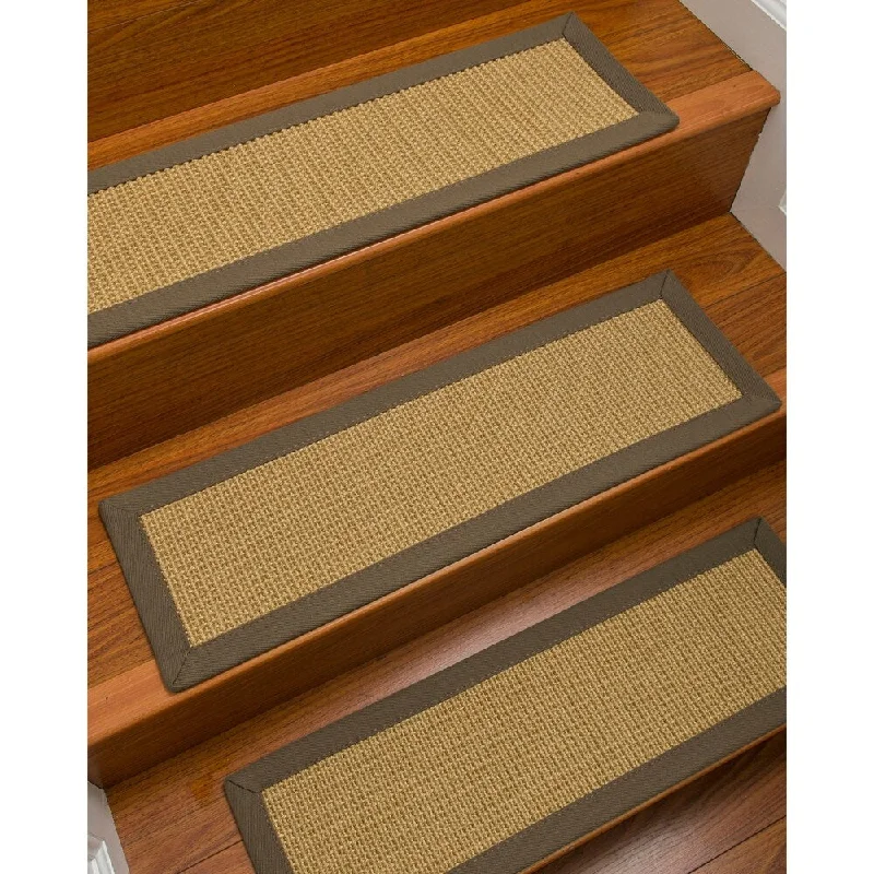 Natural Area Rugs 100% Natural Fiber Devon, Sisal Beige, Handmade Custom Stair Treads Carpet Set Of 8 (9"X29") Fossil Border