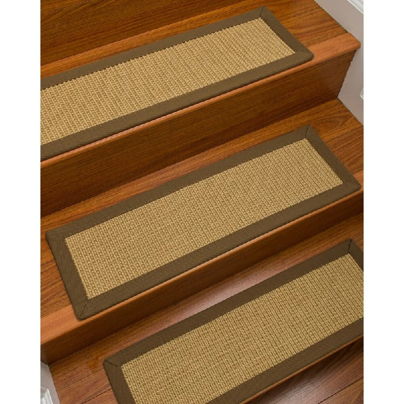 Natural Area Rugs 100% Natural Fiber Devon, Sisal Beige, Handmade Custom Stair Treads Carpet Set Of 8 (9"X29") Malt Border