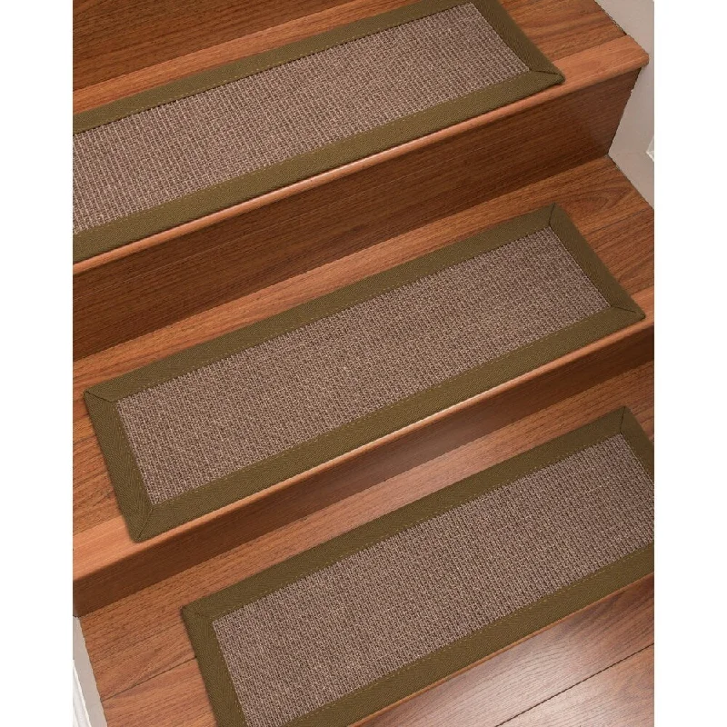 Natural Area Rugs 100% Natural Fiber Linden, Sisal Brown, Handmade Custom Stair Treads Carpet Set Of 8 (9"X29") Malt Border