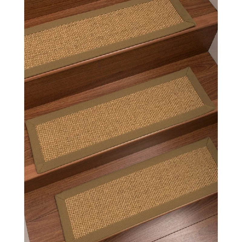 Natural Area Rugs 100% Natural Fiber Niagara, Sisal Gold/Multi, Handmade Custom Stair Treads Carpet Set Of 13 Squirrel Border