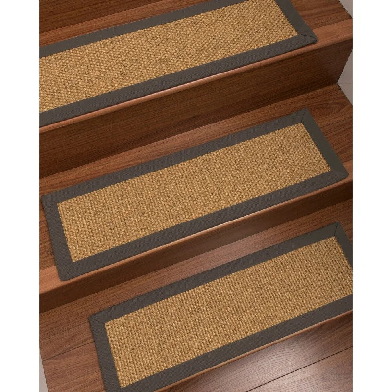 Natural Area Rugs 100% Natural Fiber Niagara, Sisal Gold/Multi, Handmade Custom Stair Treads Carpet Set Of 4 Metal Border