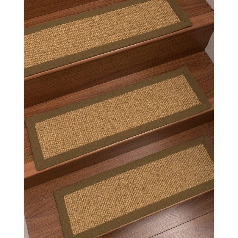 Natural Area Rugs 100% Natural Fiber Niagara, Sisal Gold/Multi, Handmade Custom Stair Treads Carpet Set Of 8 Malt Border