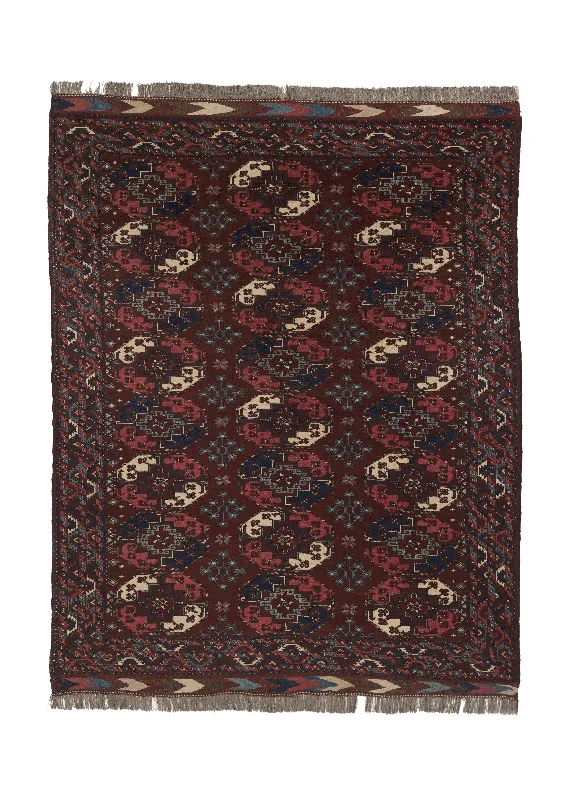 Oriental Rug Afghan Handmade Area Tribal 8'7"x11'2" (9x11) Red Geometric Bokhara Elephant Foot Design #22697