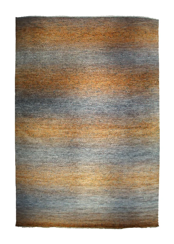 Oriental Rug Indian Handmade Area Modern 13'7"x21'0" (14x21) Gray Orange Grass Gabbeh Design #A33997