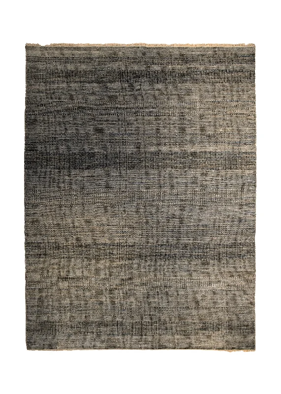 Oriental Rug Indian Handmade Area Modern 7'9"x9'9" (8x10) Gray Whites/Beige Grass Stripes Design #A33883