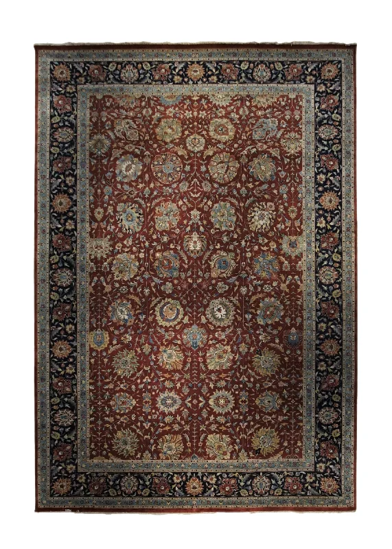 Oriental Rug Indian Handmade Area Traditional 9'10"x14'6" (10x15) Red Floral Design #A34053