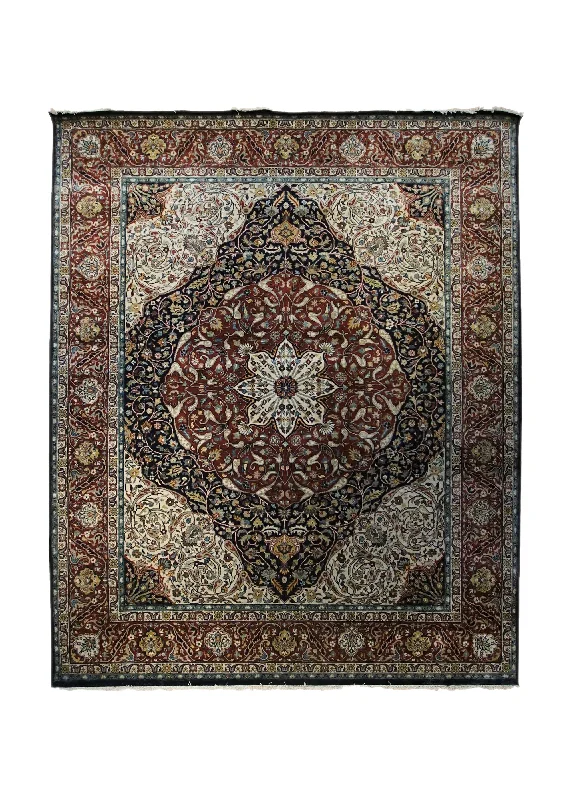 Oriental Rug Indian Handmade Area Traditional 8'1"x10'0" (8x10) Red Floral Design #A34051