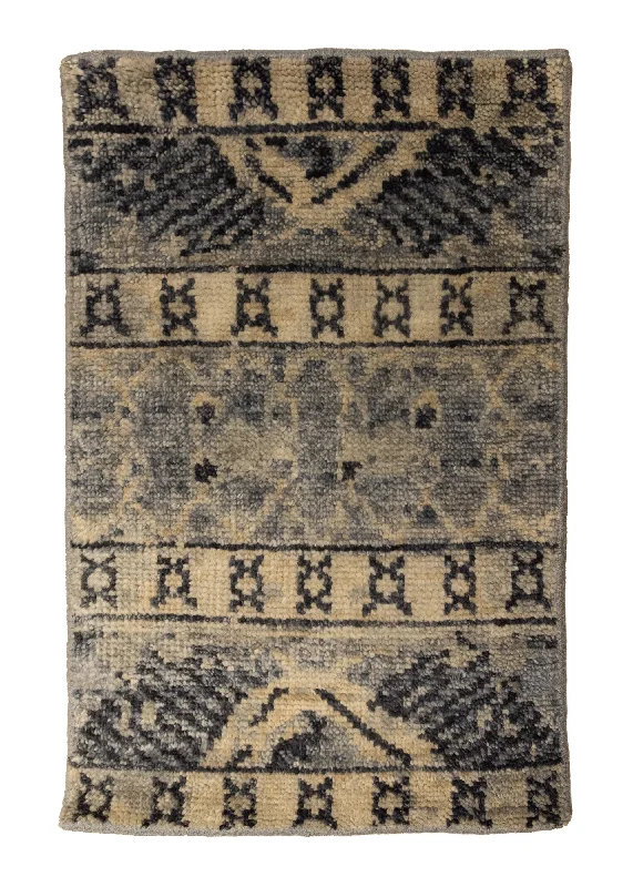 Oriental Rug Indian Handmade Area Transitional 2'0"x3'0" (2x3) Blue Whites/Beige Geometric Design #A33871