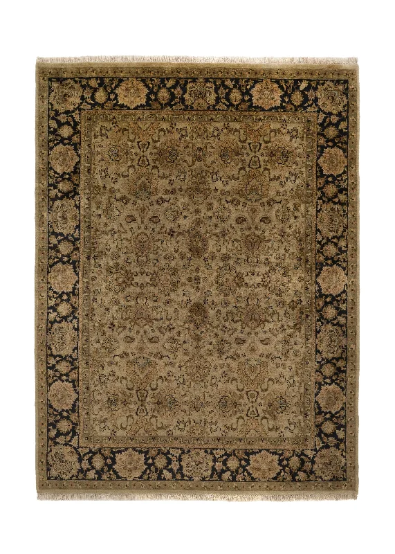 Oriental Rug Indian Handmade Area Transitional 9'0"x12'3" (9x12) Whites/Beige Jaipur Floral Design #36027