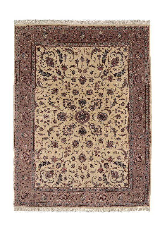 Oriental Rug Pakistani Handmade Area Traditional 9'1"x12'3" (9x12) Whites/Beige Pink Floral Naghsh Design #26651