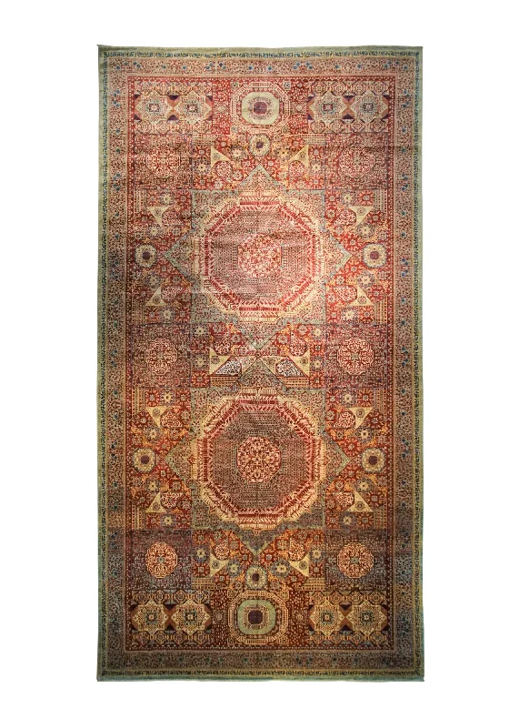 Oriental Rug Pakistani Handmade Area Transitional 9'7"x18'3" (10x18) Red Mamluk Nooristan Design #A33896