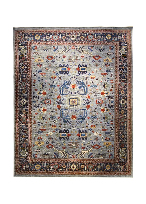 Oriental Rug Pakistani Handmade Area Transitional 12'0"x15'2" (12x15) Blue Ariana Floral Oushak Design #A34017