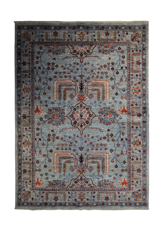 Oriental Rug Pakistani Handmade Area Transitional 4'10"x6'10" (5x7) Gray Blue Ariana Floral Mahal Design #A34031