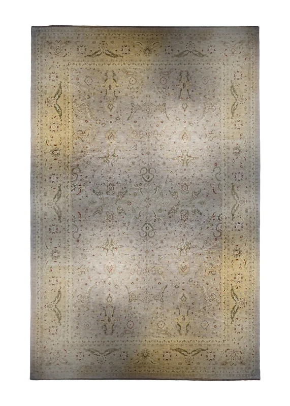 Oriental Rug Pakistani Handmade Area Transitional Neutral 15'11"x23'10" (16x24) Whites/Beige Yellow/Gold Antique Washed Oushak Floral Design #A33960