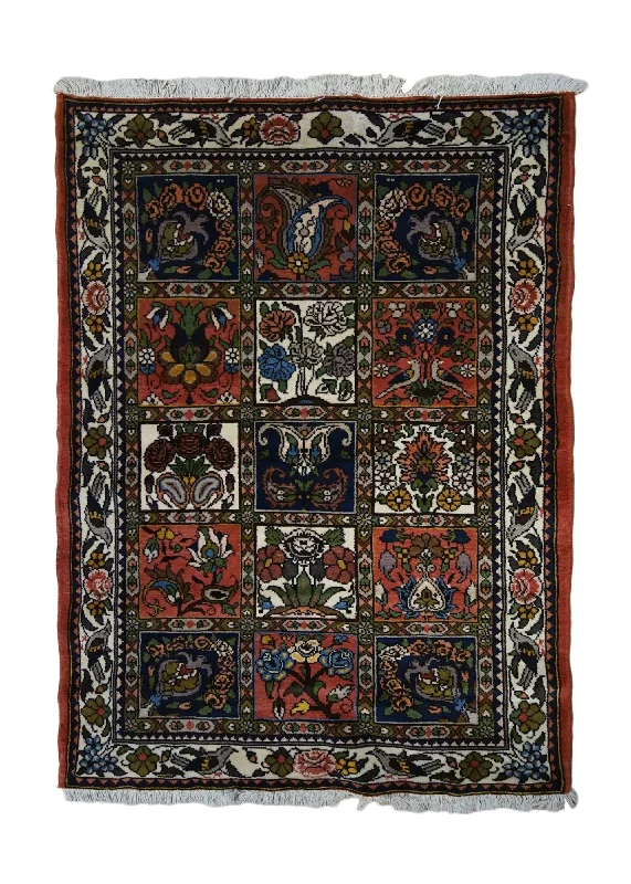 Persian Rug Bakhtiari Handmade Area Tribal 3'5"x4'10" (3x5) Multi-color Red Garden Design #A33934