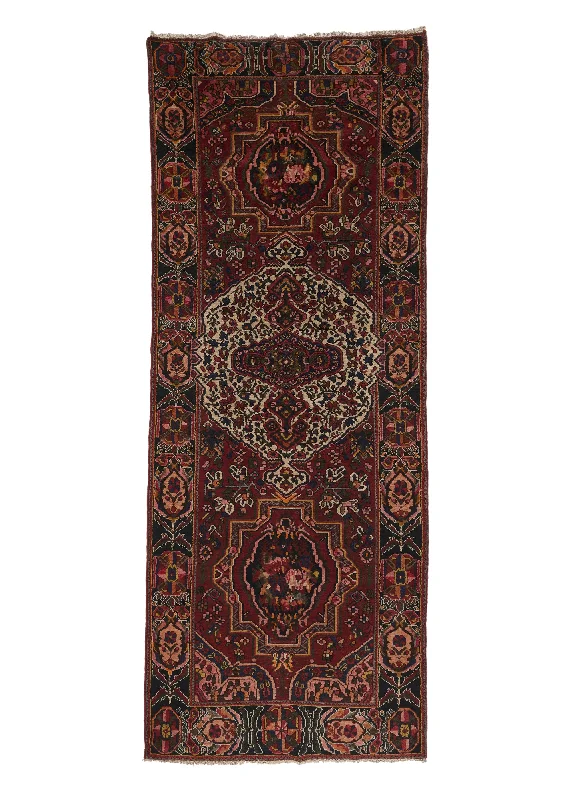 Persian Rug Bakhtiari Handmade Area Tribal 4'7"x11'10" (5x12) Red Gol Farang Floral Design #17708